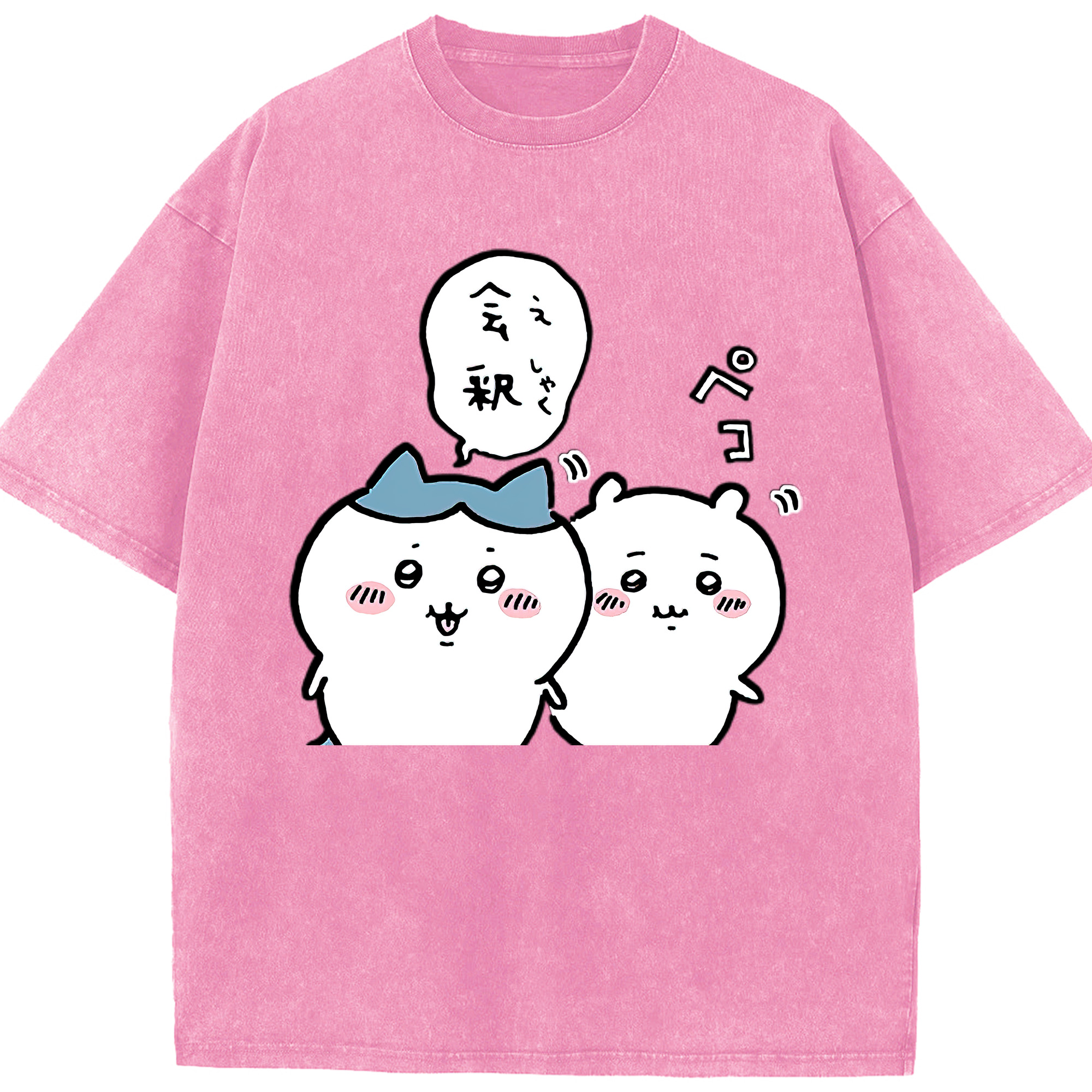 （画像用） ちいかわ ハチワレ Chii-kawa hachiware 綿100% ヴィンテージ風 半袖Tシャツ（フロントプリント）